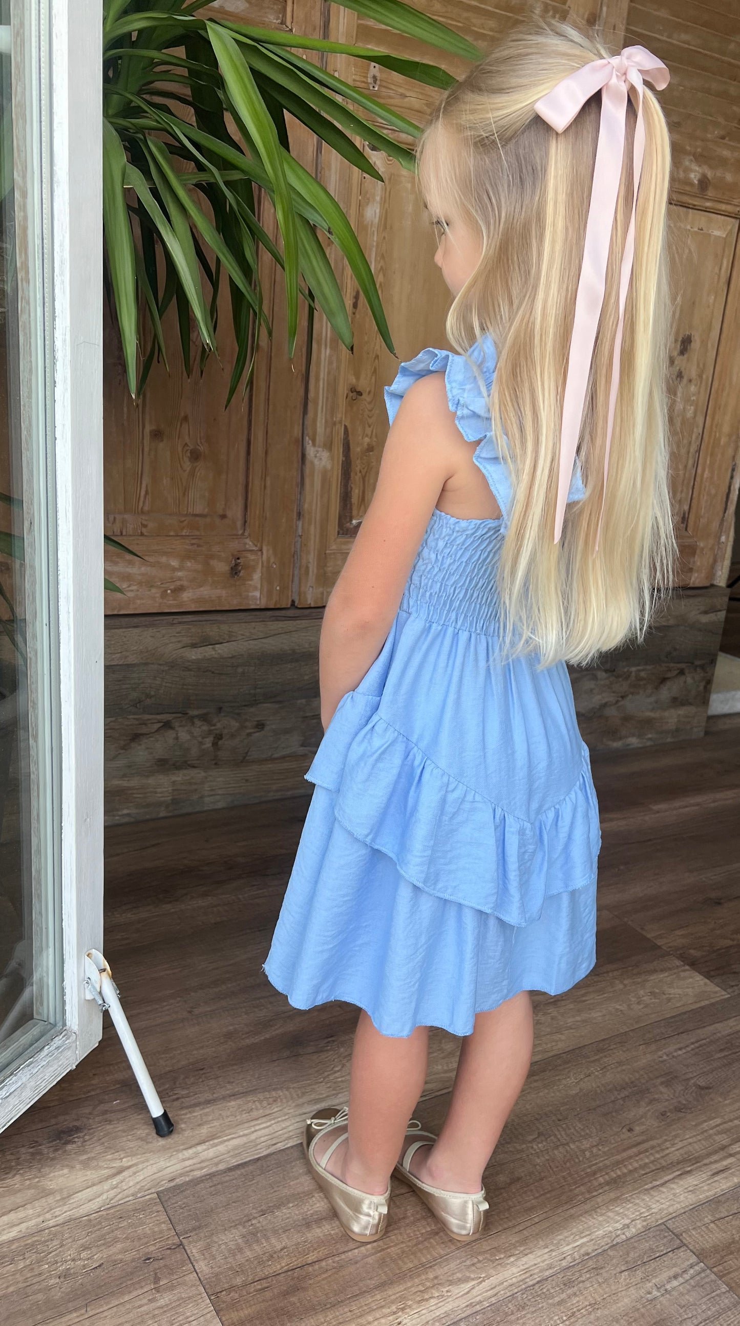 Błękitna na lato na imprezy zwiewna sukienka Amelia